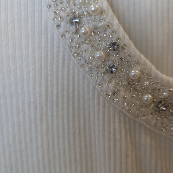 J. Crew Cream Cardigan with Embellished Trim - Picture 2 of 3